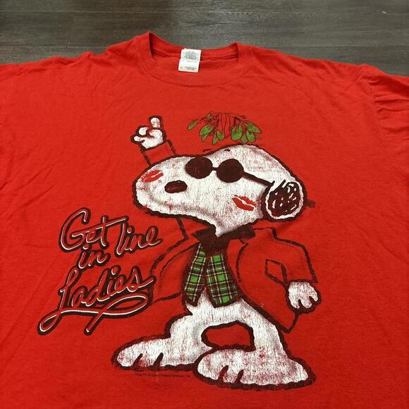 vintage snoopy get in line ladies Christmas t shirt 00s XL - Picture 2 of 5